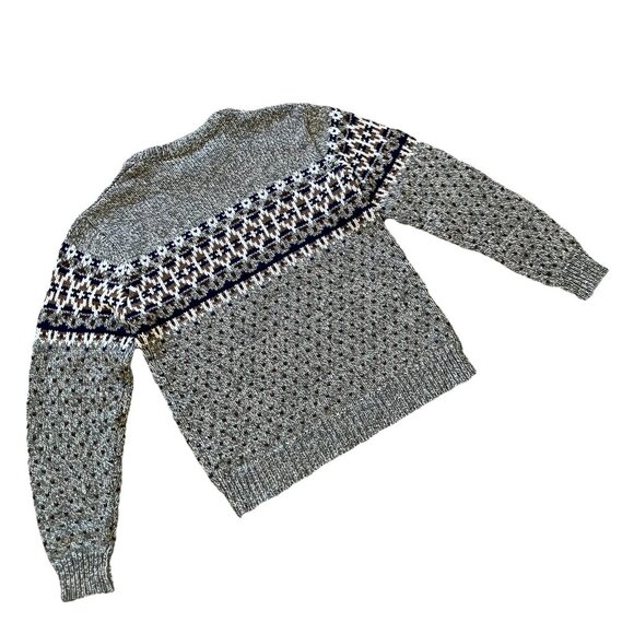 Impulse Brand Fair Isle Pullover Sweater Grey/Brown Vintage 90s Nordic Style - Picture 5 of 7
